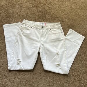 White high-rise, CAbi distressed women’s jeans, size 12